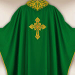 Embroidered Chasuble with IHS in Green