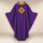 Embroidered Chasuble with IHS in Purple