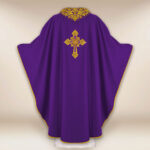 Embroidered Chasuble with IHS in Purple