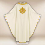 Embroidered Chasuble with IHS in Ecru