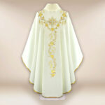 Embroidered IHS Chasuble in Ecru