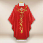 Embroidered Chasuble IHS Red