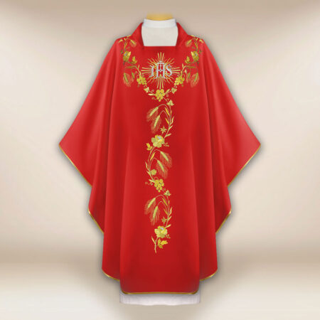 Embroidered Chasuble IHS Red