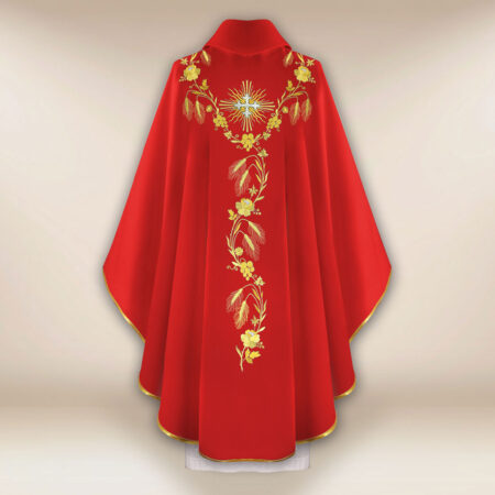 Embroidered Chasuble IHS Red