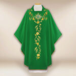 Embroidered IHS Green Chasuble