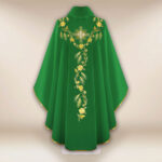 Embroidered IHS Green Chasuble