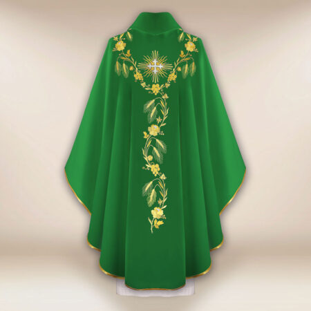 Embroidered IHS Green Chasuble