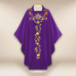 Embroidered Chasuble IHS in Purple