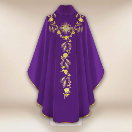 Embroidered Chasuble IHS in Purple