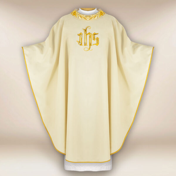 Liturgical Chasuble with IHS Embroidery