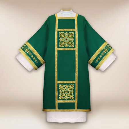 Green embroidered liturgical dalmatic