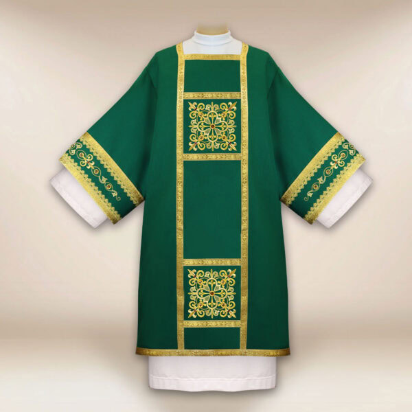 Green embroidered liturgical dalmatic