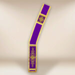 Purple embroidered deacon stole