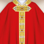 Embroidered liturgical chasuble in red
