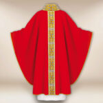 Embroidered liturgical chasuble in red