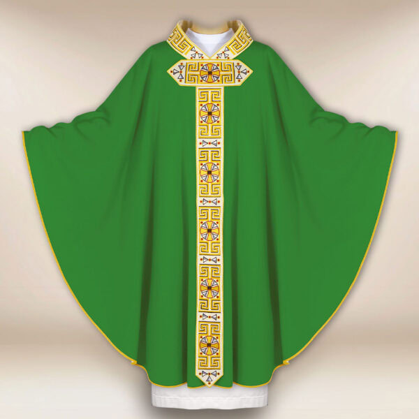 Embroidered liturgical chasuble in green