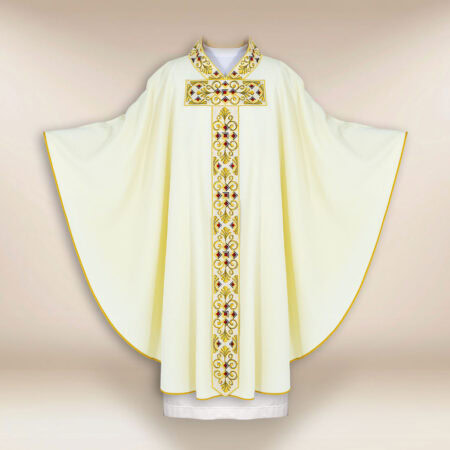 Embroidered chasuble in ecru