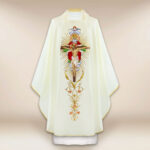 Embroidered Chasuble in Ecru Depicting the Holy Trinity