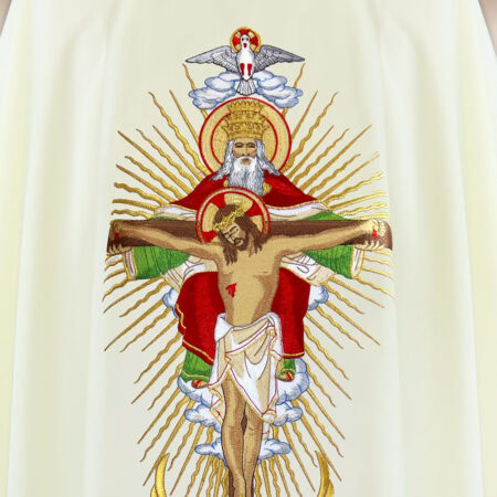 Embroidered Chasuble in Ecru Depicting the Holy Trinity