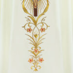 Embroidered Chasuble in Ecru Depicting the Holy Trinity