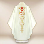 Embroidered Chasuble in Ecru Depicting the Holy Trinity