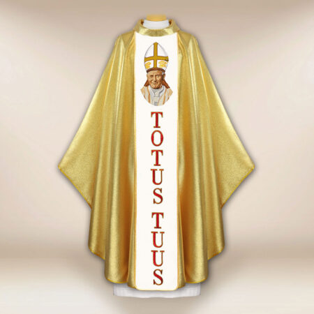 Golden Chasuble with Embroidered Image of St. John Paul II