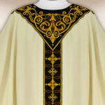 Embroidered Chasuble in Ecru with Black Band