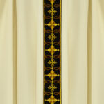 Embroidered Chasuble in Ecru with Black Band