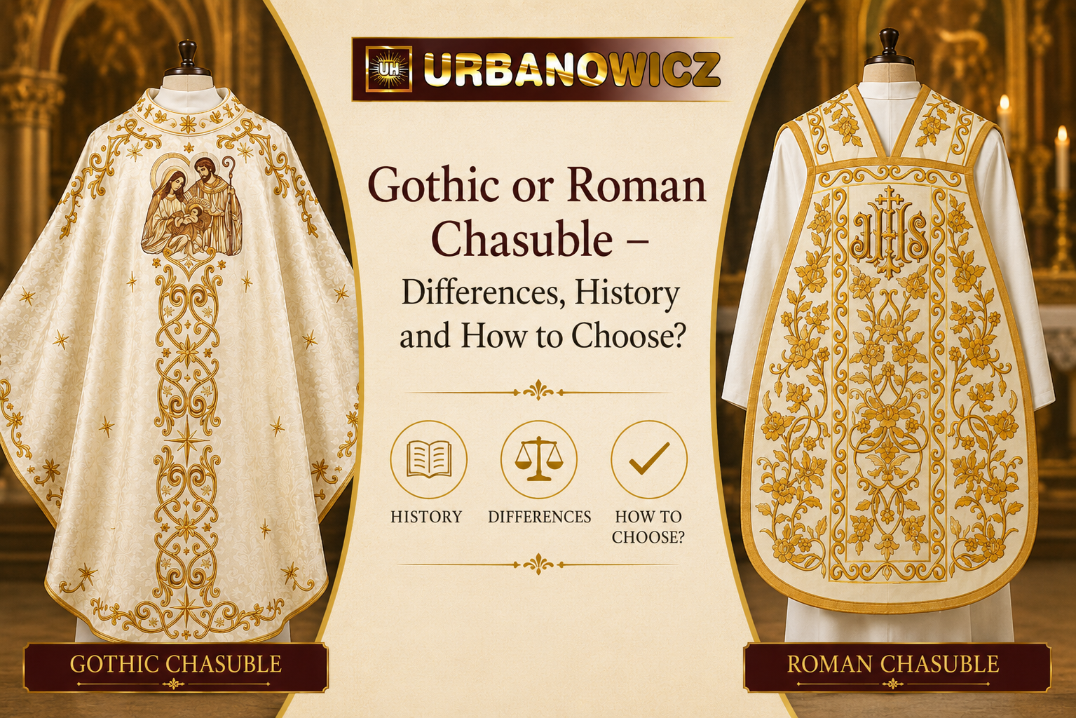 Gothic or Roman chasuble — differences, history, and how to choose?