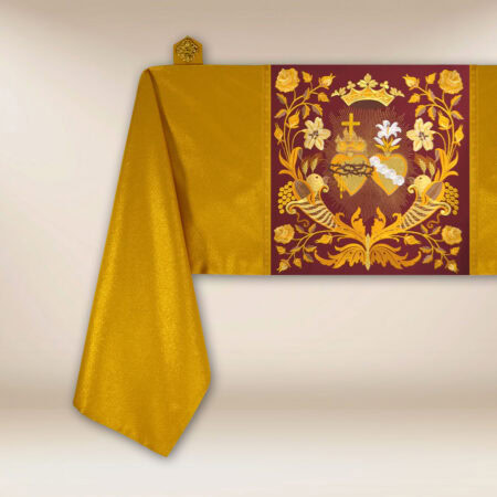 Humeral Veil with Embroidery Heart of Jesus and Mary