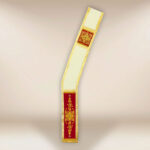 Ecru deacon stole with burgundy panels and gold embroidery