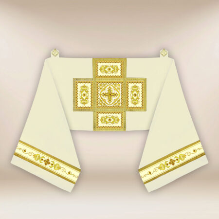 Embroidered ecru humeral veil with a cross