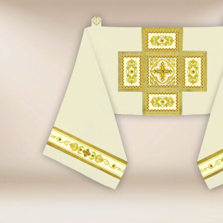 Embroidered ecru humeral veil with a cross