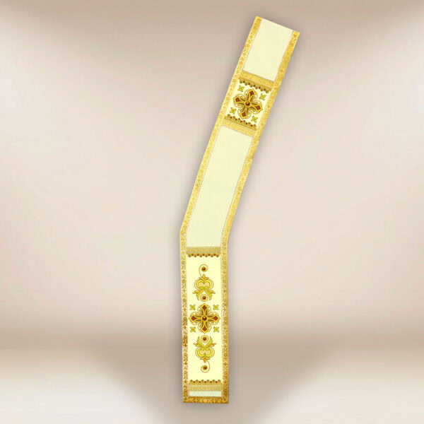 Embroidered deacon stole in ecru with crosses