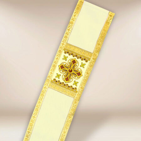 Embroidered deacon stole in ecru with crosses