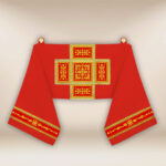 Embroidered shoulder veil "Brillante-Rosso"