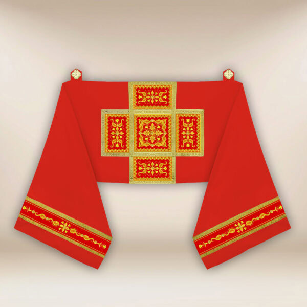 Embroidered shoulder veil "Brillante-Rosso"