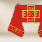 Embroidered shoulder veil "Brillante-Rosso"