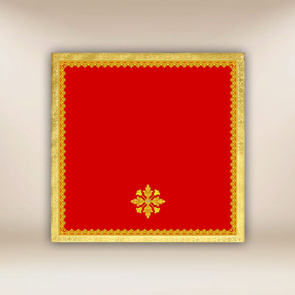 Red embroidered chalice veil