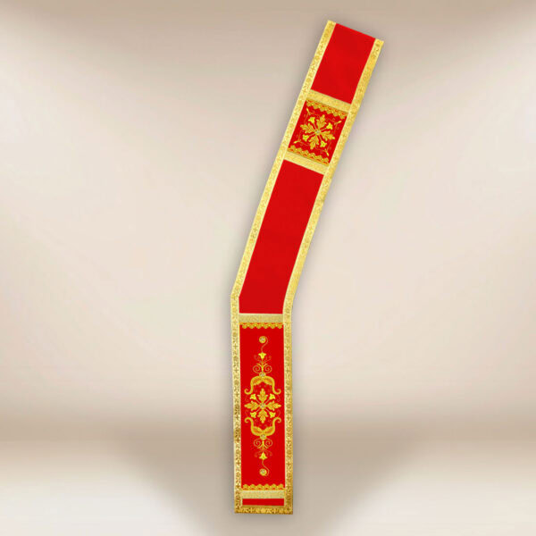 Red embroidered deacon stole