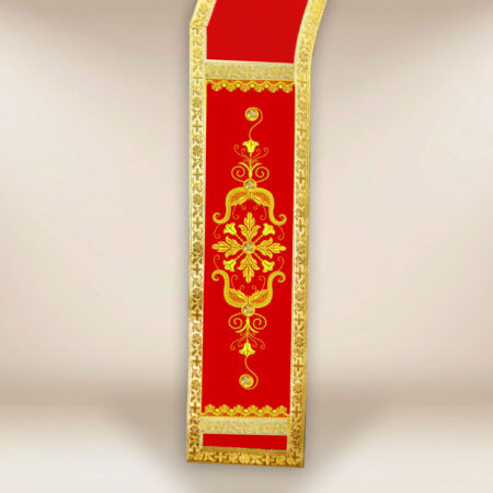 Red embroidered deacon stole