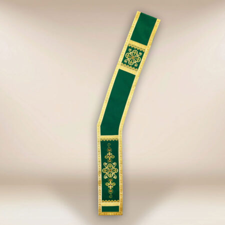 Embroidered green deacon stole