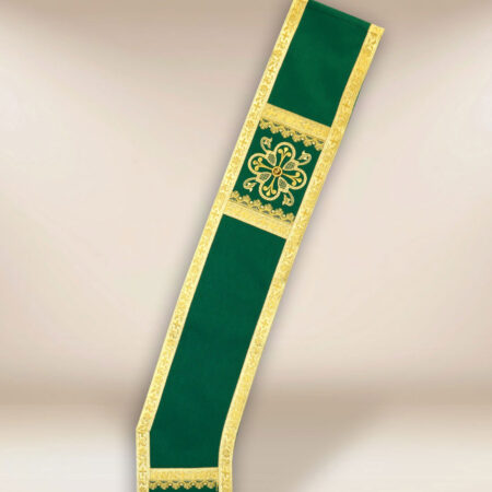 Embroidered green deacon stole