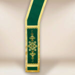 Embroidered green deacon stole