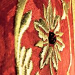 Liturgical red chasuble with IHS