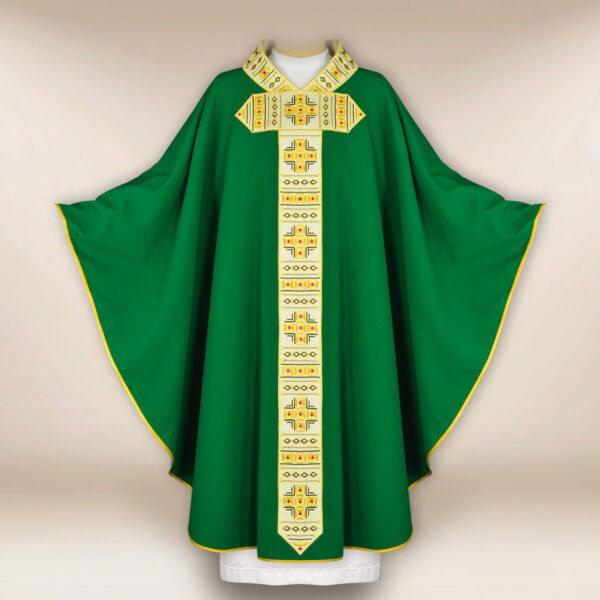 Embroidered green chasuble