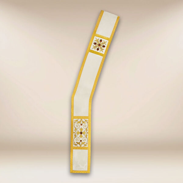 Embroidered Deacon Stole in Ecru