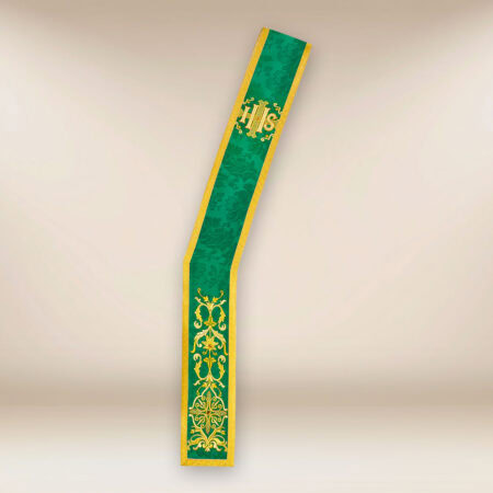Embroidered deacon stole in green