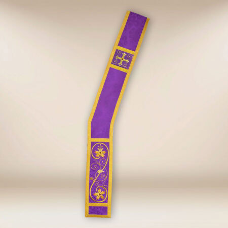Embroidered deacon stole in purple