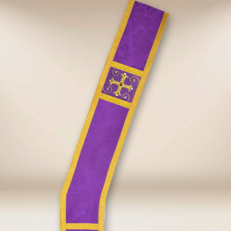 Embroidered deacon stole in purple
